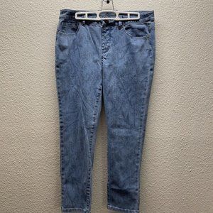 Soft Surroundings Pull-on Stretch Skinny Jeans Floral Leaf Pattern Size PM